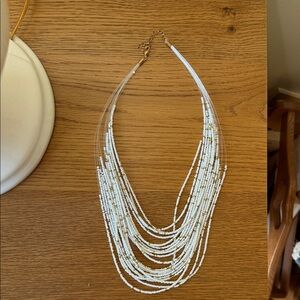 Elegant Gold and White Beaded Necklace